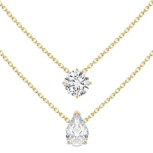 Load image into Gallery viewer, Double Row Multishape Solitaires (+ Pear) Diamond Layered Necklace