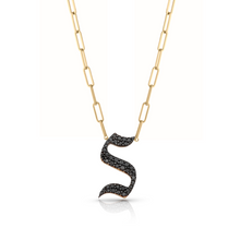 Load image into Gallery viewer, Gothic Diamond Initial Paperclip Necklace
