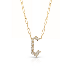 Load image into Gallery viewer, Gothic Diamond Initial Paperclip Necklace