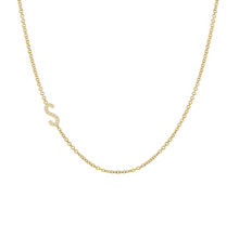 Load image into Gallery viewer, Diamond Asymmetrical Initial Necklace