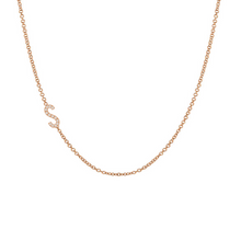 Load image into Gallery viewer, Diamond Asymmetrical Initial Necklace