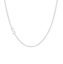 Load image into Gallery viewer, Diamond Asymmetrical Initial Necklace
