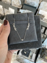 Load image into Gallery viewer, 2-Name Necklace with Middle Bezel Charm