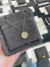 Load image into Gallery viewer, Custom Pave Outline Disc Charm Necklace