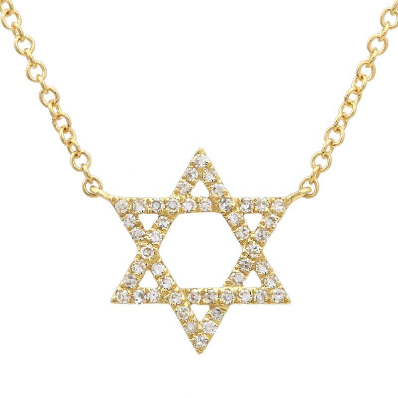 14k Diamond Star of David Necklace