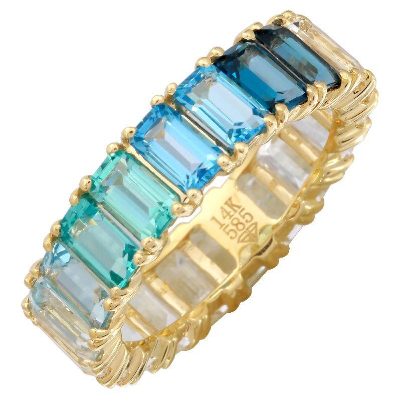 14k Gold Gemstone Blue Ombre Eternity Ring