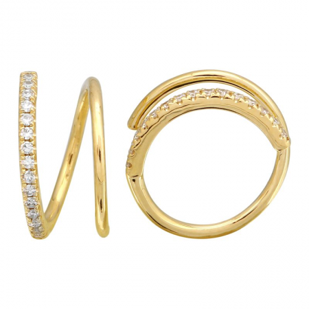 14k Gold Diamond Spiral Earrings