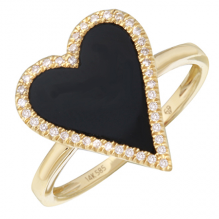 Elongated Jumbo Pave Black Onyx Heart Ring