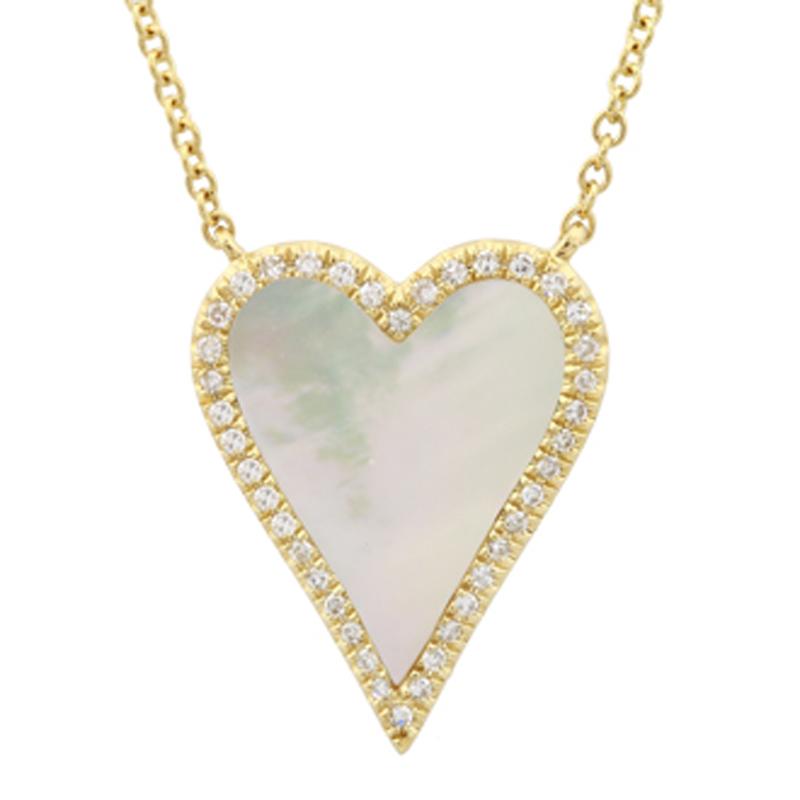 Elongated Heart Mother of Pearl Necklaces