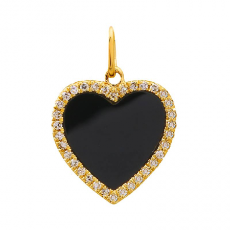 Diamond Outline Gemstone Heart Charm