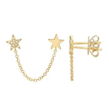 Load image into Gallery viewer, Double Star Pave Chain Earring (Single)
