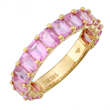 14k Gold Pink Gemstone 3/4 Eternity Ring