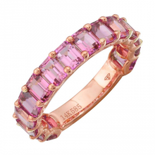 Load image into Gallery viewer, 14k Gold Rhodolite Darker Pink Gemstone 3/4 Eternity Ring
