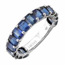 Load image into Gallery viewer, 14k Gold Blue Sapphire 3/4 Eternity Ring
