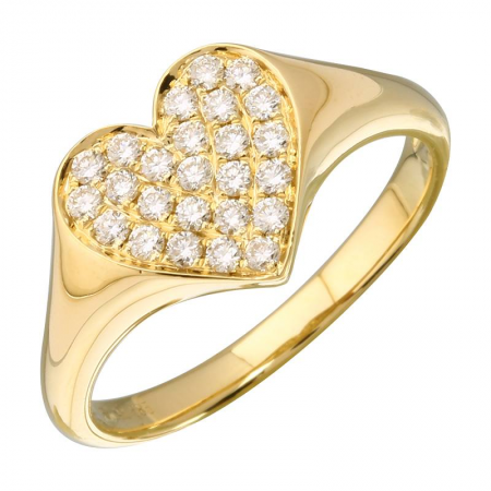 Pave Heart Small Signet Ring