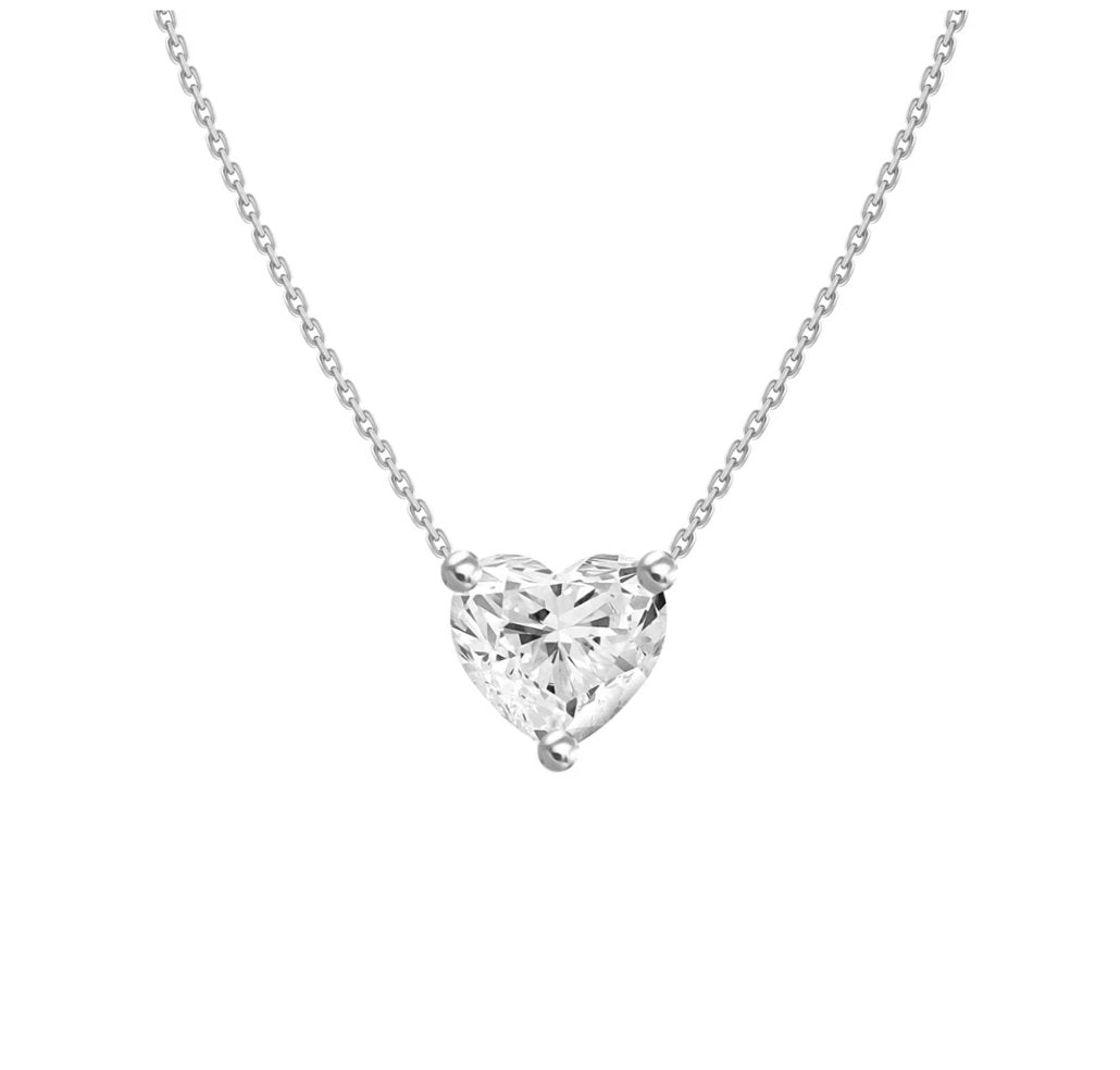 0.5ct Floating Diamond Solitaire Heart Necklace