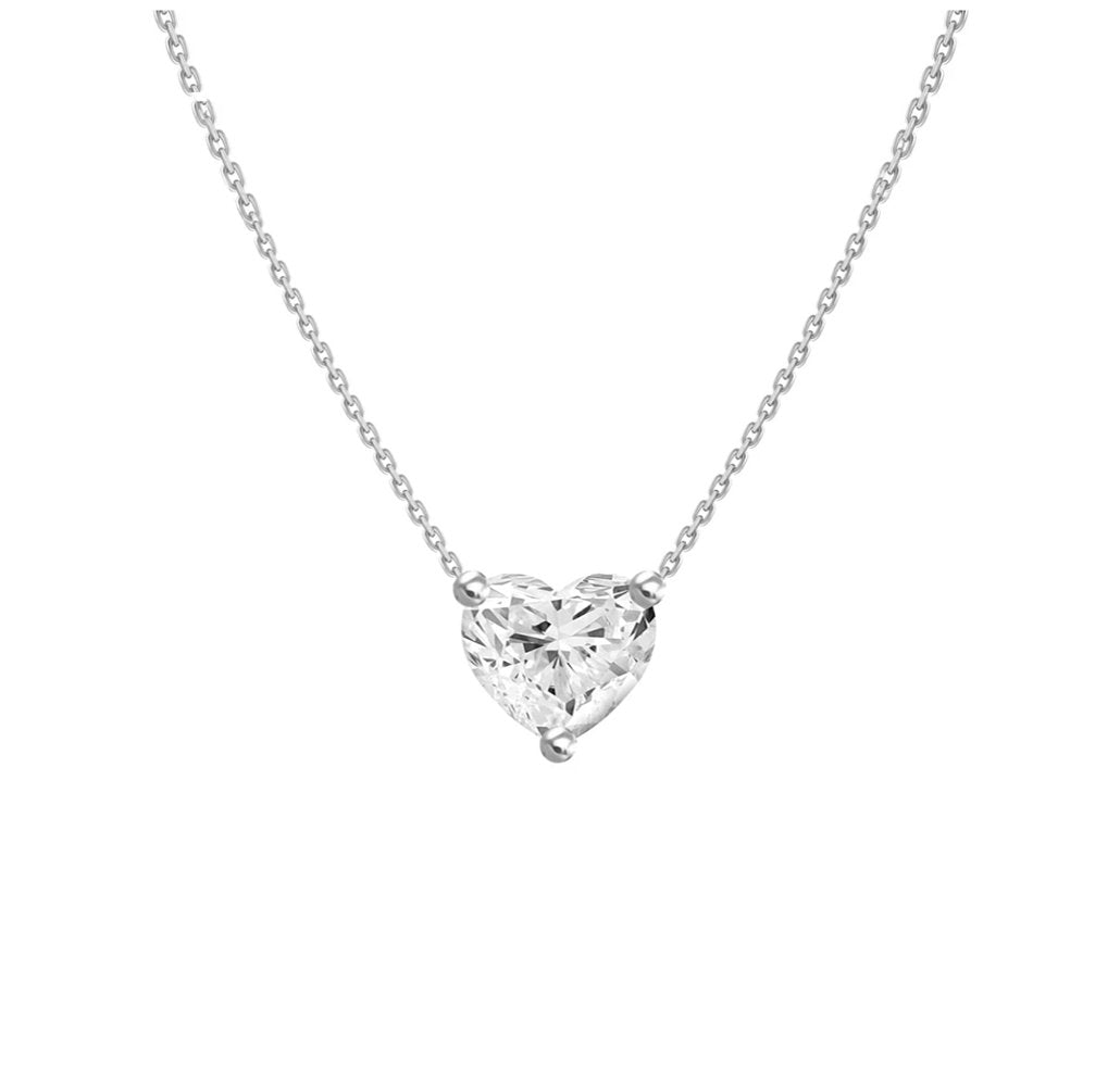 0.2ct Floating Diamond Solitaire Heart Necklace