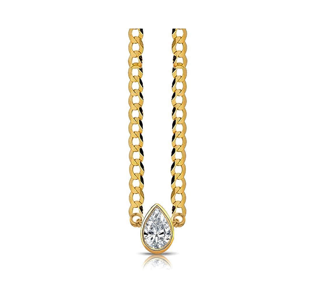 Statement fancy diamond bezel cuban link necklace