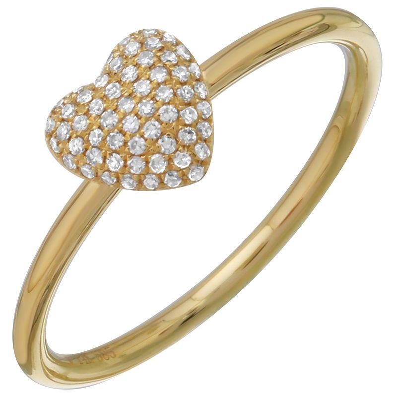 Dome Diamond Heart Ring
