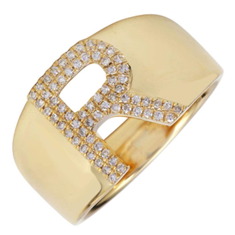 Signet Initial Diamond Ring