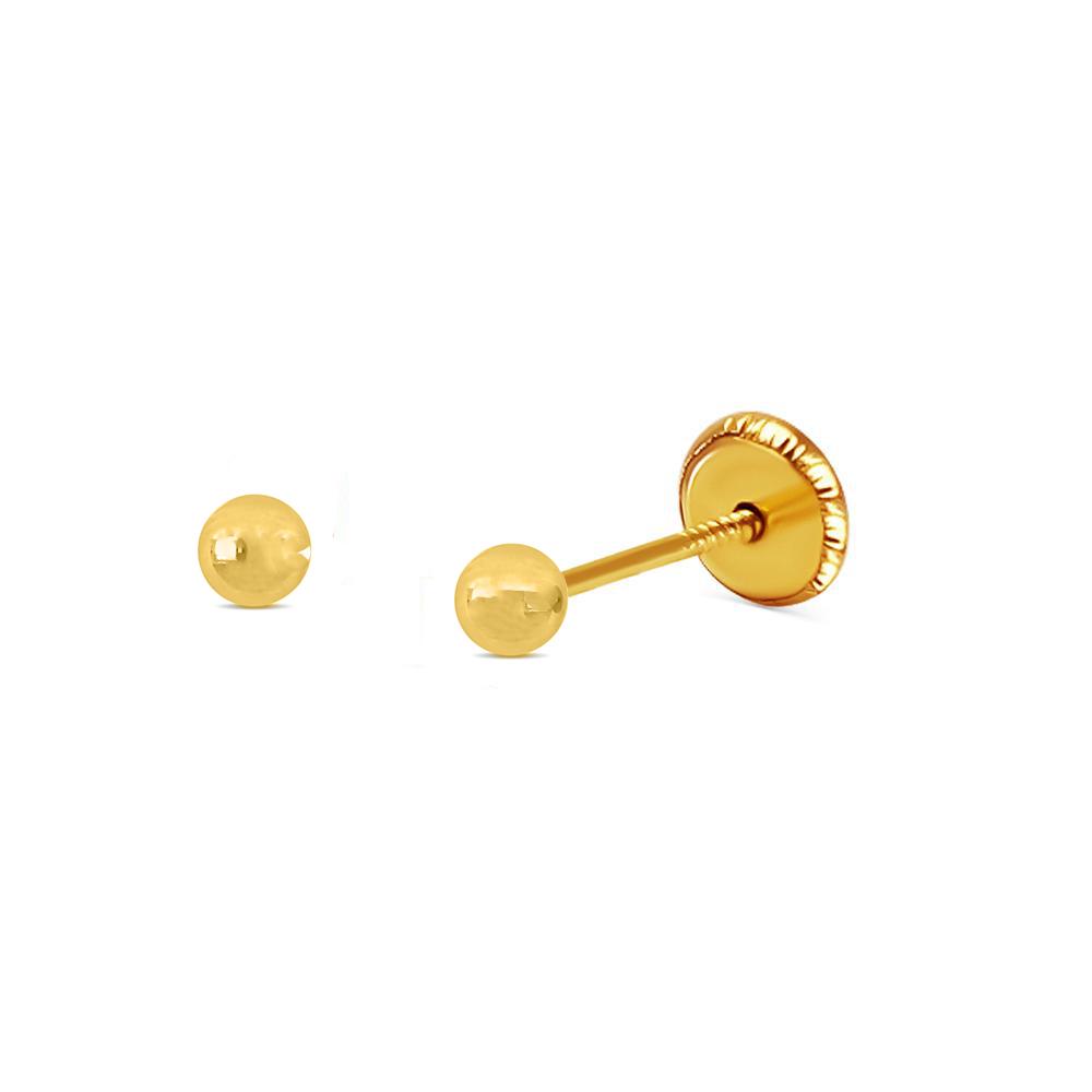 14k Gold Ball Kids Earrings