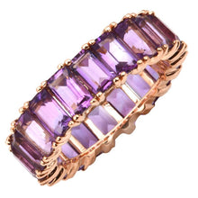 Load image into Gallery viewer, 14k Gold Emerald Cut Amethyst Eternity Band

