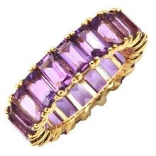 Load image into Gallery viewer, 14k Gold Emerald Cut Amethyst Eternity Band
