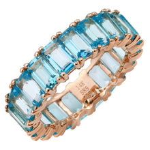 Load image into Gallery viewer, 14k Gold Emerald Cut Blue Topaz Eternity Band
