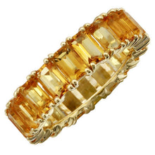 Load image into Gallery viewer, 14k Gold Emerald Cut Citrine Eternity Band
