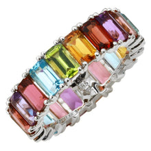 Load image into Gallery viewer, Full Eternity Rainbow Emerald Cut Band
