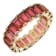 Load image into Gallery viewer, 14k Gold Emerald Cut Pink Tourmaline Band
