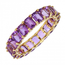 Load image into Gallery viewer, 14k Petite Gold Amethyst Full Eternity Ring
