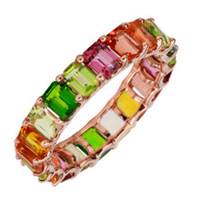 Load image into Gallery viewer, 14k Gold Cushion Cut Multi-stone Rainbow Eternity Band
