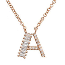 Load image into Gallery viewer, Baguette + Pavé Initial Necklace
