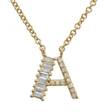 Load image into Gallery viewer, Baguette + Pavé Initial Necklace
