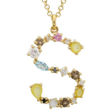 Load image into Gallery viewer, Gemstone Initial Necklace
