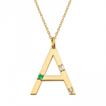 Load image into Gallery viewer, Emerald and Diamond Initial Necklace

