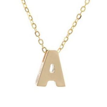 Gold Thick Mini Initial Necklace with Tiny Diamond