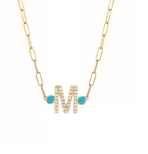 Load image into Gallery viewer, Diamond Initial and Bezels Paper Clip Necklace
