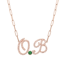 Load image into Gallery viewer, Custom Diamond Initials and Bezels Paper Clip Necklace
