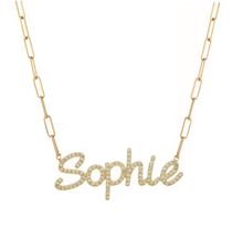Load image into Gallery viewer, Custom Diamond Name on PaperClip Necklace
