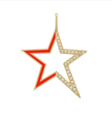 Load image into Gallery viewer, Half Enamel Half Pave Open Star Charm
