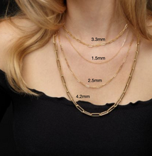 Load image into Gallery viewer, 14k Thin 1.5MM Paper Clip Necklace
