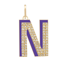 Load image into Gallery viewer, Enamel and Diamond Initial Charm
