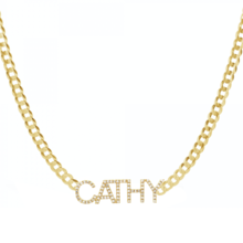 Load image into Gallery viewer, Custom Diamond Name on Curb Cuban Link Necklace

