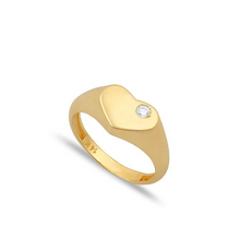 Load image into Gallery viewer, Single Diamond Heart Signet Pinky Ring

