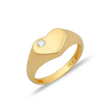 Load image into Gallery viewer, Single Diamond Heart Signet Pinky Ring
