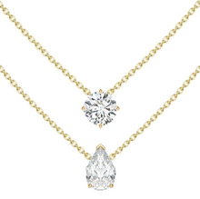 Load image into Gallery viewer, Double Row Multishape Solitaires (+ Pear) Diamond Layered Necklace
