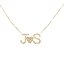 Load image into Gallery viewer, 2 Diamond Initials and Middle Charm Custom Necklace
