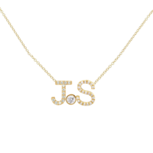Load image into Gallery viewer, 2 Diamond Initials and Middle Charm Custom Necklace

